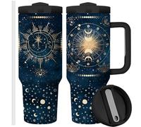 Equoza 40oz Stainless Steel Insulated Travel Mug, Purple-black, Tumbler with Lid and Straw, Double Wall Vacuum Insulated Cup for Astrology, Tarot Cards Lovers, Cold/Hot 30/12 hours