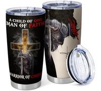 Equoza Birthday Spiritual Gift for Christian Men,A Child of God A Man of Faith,20oz Insulated Tumbler Cup Coffee Mug with Lid
