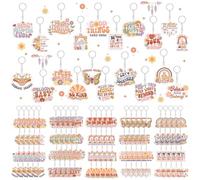 Equsion 100 Pcs Boho Motivational Quotes Keychains Bulk, Inspirational Key Chains Bulk Gifts for Women, Appreciation Thank You Gift for Employee Staff Social Worker Teacher Coworker Nurse, 20 Style