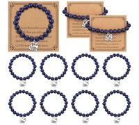 Equsion 12 Pieces Cheer Bracelet Cheerleading Gifts Cheerleading Bracelet for Cheerleader Cheer Charm Jewelry for Team, 3.5 inches in diameter, Stone, natural stone