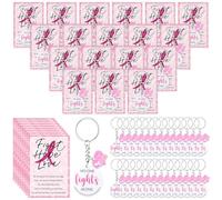 Equsion 20 Sets Breast Cancer Awareness Gifts, No One Fights Alone Keychain with Pink Fight Ribbon Boxing Glove, Fight Hope Love Card (Glove)