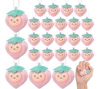 Equsion 24 Pcs Cute Strawberry Plush Kawaii Fruit Keychain Strawberry Party Favors for Car Keys Bag Wallet Purse Women Girls Summer Gifts Berry Birthday Supplies Classroom Gifts