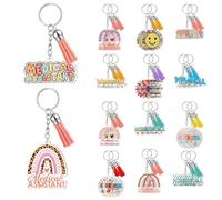 Equsion 24 Pcs Medical Assistant Keychains Gift Bulk Thank You Keychains Motivational Acrylic Gifts Accessories for Nurse Women Female Men Appreciation Favor
