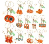 Equsion 24 Pcs Music Keychains Bulk the Show Keychain Retro Acrylic Orange Lettering Key Ring for Women Fans and Everyday Use Music Lovers Key Ring Friendship Gifts for Women Fans Merch Funny Gifts