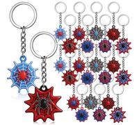 Equsion 24 Pcs Spider Theme Party Favors Acrylic Keychain 8 Styles Red And Blue Hero Theme Birthday Decorations Party Gifts Accessories