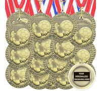 Equsion 36 Pcs 2'' Gold Medals Bulk Volleyball Football Basketball Soccer Baseball Archery Dink Ball Cheer Track Bowling Awards Medals with Ribbons for Sports Participation Winner Gift(Soccer)