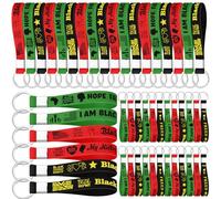 Equsion 48 Pcs Black History Month Silicone Keychains Bulk African American Black History Month Festival Party Favors