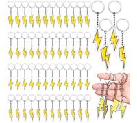 Equsion 48 Pcs Lightning Bolt Keychain Gift Acrylic Keychain Yellow Flash Keyring for Cartoon, Weather, Birthday, Baby Shower Party Supplies