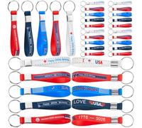 Equsion 5 Pcs 250th Anniversary USA Silicone Keychains Patriotic Party Favors Bulk American Flag Red White Blue Rubber Key Chains for Independence Day Party Accessories Set Star Stripe Souvenir