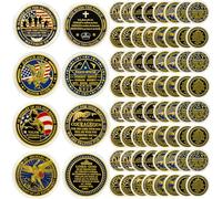 Equsion 60 Pcs Police Challenge Coins Bulk Saint Michael Law Enforcement Prayer Coins with Protective Box God Bless The Police Veterans Presents Officer Appreciation Thank You Gifts for Men Women