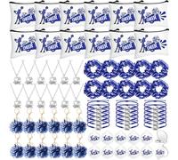 Equsion 72 Pcs Cheer Gifts Bulk Cheerleader Bags Cheerleading Necklace Cheer Bracelets Hair Ties Pom Pom Keychain Compact Mirror Bulk Accessories for Team Women Teammates Party Favors