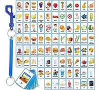 Equsion 81 Pcs Autism Communication Cards Nonverbal Communication Board Autism Flashcards with Retractable Plastic Spring Cord Keychain Special Needs Speech Delay Materials(Blue)