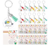 Equsion Christmas Housekeeping Gift Bulk Inspirational Housekeeping Appreciation Cleaning Keychain for Housekeeper Cleaner Employee(50 Sets)