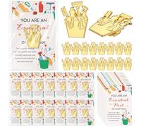 Equsion Housekeeper Appreciation Gifts Broom Gold Lapel Pin with Thank You Cards Self Sealing Bags Housekeeping Week Gifts for Housekeepers Cleaner Staff Janitorial Cleaning Lady, 1.18 inches in