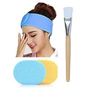 EQUVIA Polycotton Stretchable Elasticized Adjustable Facial Headbands and Face Pack Brush and Face Cleaning Sponges for Women, Set of 3 - Multicolor