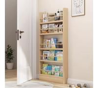 Eqvexd Narrow bookshelf behind door Wall Mount Book Shelf Organizer Wooden Bookshelf,Wall Mount Shelf with Hooks,Organizer Books,Space-Saving,80 * 10 * 143cm/31.5 * 3.9 * 56.3in