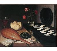 EQVRDCUW Classic Oil Painting Picture on Canvas Canvas Wall Artwork Still Life At the Chessoil on Canvas by Lubin Baugin Canvas Prints Artwork for Home Decor 60x90cm