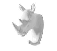 EQWQSIXD 3D Animal Head Wall Hanger Resin Coat Hat Hanging Hook Heavy Duty Holder Rack Home Decoration Type 6, White, Rhino