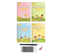 EQWQSIXD 4 Packs Set English Copybook for Calligraphy with Pen Refill for Teens Adult