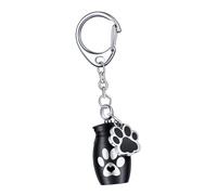 EQWQSIXD Aluminium Alloy Keychain Pet Urn Keep Precious Memories Pet Hair Storage Jar Black, 2.5x1.6cm