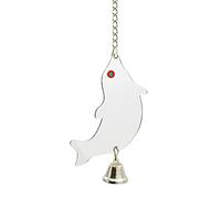 EQWQSIXD Bird Cage Mirror Hanging Bell Anti Broken for Canaries Cockatiel 13.9x6.3cm, dolphin