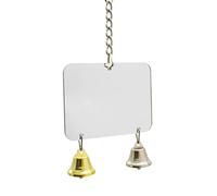 EQWQSIXD Bird Cage Mirror Hanging Bell Anti Broken for Canaries Cockatiel 8.8x7cm, rectangle