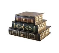 EQWQSIXD Book Shaped Storage Box Antique Book Decorations Wooden Trinket Storage Case