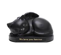 EQWQSIXD Pet Urns Casket Storage Souvenir Sleeping in Angel Wing Statue Cremation Urn for Cat, 18x14x11cm