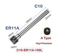 ER Collet Chuck for CNC Lathe - Straight Shank Extension Tool with ER8A/ER11A/ER16A/ER20A, 8-25mm Diameter, 30000rpm Max Speed, Hardened Alloy Steel 40CrMnTi(C10-ER11A)