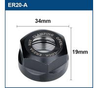 ER Collet Chuck Nut for CNC Lathe Milling Router - Alloy Steel High Concentricity ER8 ER11 ER16 ER20 ER25 ER32 ER40 A/M/UM Series Tool Holder(ER20-A)