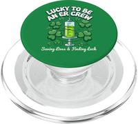 ER Crew St Patrick’s Day Shamrock Syringe Medical Graphic PopSockets PopGrip for MagSafe