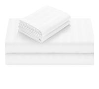 ER Direct 250 Thread Count 100% Cotton Stripe Bed Linen Single White, Hotel Quality Fitted Sheet, Machine Washable (Fitted Sheet White, Single)