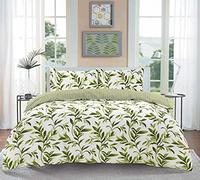 ER Direct Floral Duvet Cover Sets- Luxurious Green Double Duvet Set,Reversible Polycotton Double Bedding Set with Matching Pillow Covers(Green, Double)