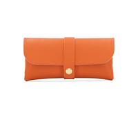ER Direct Genuine Leather Glasses Case with Gold Hardware, Magnetic Snap Closure, Lightweight Protective Eyewear Pouch, 16 x 2.5 x 8 cm, Multiple Color Options (Orange)