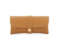 ER Direct Genuine Leather Glasses Case with Gold Hardware, Magnetic Snap Closure, Lightweight Protective Eyewear Pouch, 16 x 2.5 x 8 cm, Multiple Color Options (Tan)