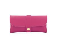ER Direct Genuine Leather Glasses Case with Gold Hardware, Magnetic Snap Closure, Lightweight Protective Eyewear Pouch, 16 x 2.5 x 8 cm, Multiple Color Options (Magenta)