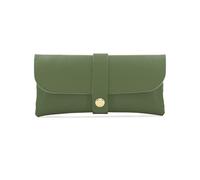 ER Direct Genuine Leather Glasses Case with Gold Hardware, Magnetic Snap Closure, Lightweight Protective Eyewear Pouch, 16 x 2.5 x 8 cm, Multiple Color Options (Olive Green)