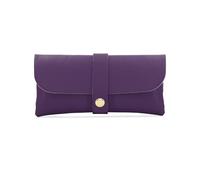 ER Direct Genuine Leather Glasses Case with Gold Hardware, Magnetic Snap Closure, Lightweight Protective Eyewear Pouch, 16 x 2.5 x 8 cm, Multiple Color Options (Purple)
