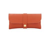 ER Direct Genuine Leather Glasses Case with Gold Hardware, Magnetic Snap Closure, Lightweight Protective Eyewear Pouch, 16 x 2.5 x 8 cm, Multiple Color Options (Dark Orange)