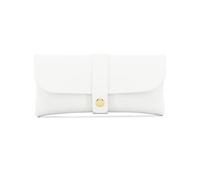 ER Direct Genuine Leather Glasses Case with Gold Hardware, Magnetic Snap Closure, Lightweight Protective Eyewear Pouch, 16 x 2.5 x 8 cm, Multiple Color Options (White)