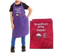 ER Direct Kids Apron Grandma's Little Helper Best for Painting Drawing Kitchen Baking Pottery Cooking Playing School Junior Artist and Chefs (Red)