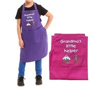 ER Direct Kids Apron Grandma's Little Helper Best for Painting Drawing Kitchen Baking Pottery Cooking Playing School Junior Artist and Chefs (Fuchsia)