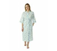 ER Direct Ladies Women Marlon Floral Spring Poly Cotton Wrap Robe Dressing Gown Night Dress (Blue, 20-22)