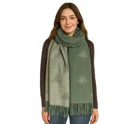 ER Direct Luxurious Large Soft Cashmere Blend Reversible Bee Life Pattern Wrap Scarf with Tassel Hem for all season. (Bean Green)