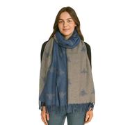 ER Direct Luxurious Soft Cashmere Blend Reversible Bee/Tree of Life Pattern Wrap Scarf with Tassel Hem for all season. (Blue)