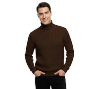 ER Direct Men's Cable Knit Turtle Polo Neck Jumper, Acrylic Blend, Multiple Colours, Ribbed Hem, Winter Wardrobe Essential, S-XL Sizes (UK, Alpha, M, Regular, Regular, Brown)