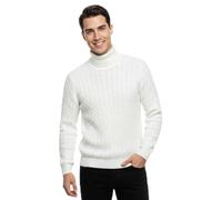 ER Direct Men's Cable Knit Turtle Polo Neck Jumper, Acrylic Blend, Multiple Colours, Ribbed Hem, Winter Wardrobe Essential, S-XL Sizes (UK, Alpha, S, Regular, Regular, Cream)