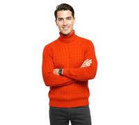 ER Direct Men's Cable Knit Turtle Polo Neck Jumper, Acrylic Blend, Multiple Colours, Ribbed Hem, Winter Wardrobe Essential, S-XL Sizes (UK, Alpha, S, Regular, Regular, Orange)