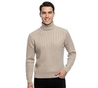 ER Direct Men's Cable Knit Turtle Polo Neck Jumper, Acrylic Blend, Multiple Colours, Ribbed Hem, Winter Wardrobe Essential, S-XL Sizes (UK, Alpha, XL, Regular, Regular, Stone)