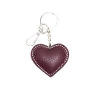 ER Direct Metallic Real Leather Solid Leather Heart Love Keyring Bag Hang Purse Mobile Phone Keyring Key Chain Gift (Burgundy)